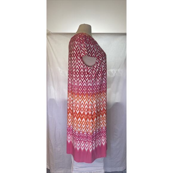 Jessica Howard XXL Hot Pink Orange Chevron Colored Summer Poly Spandex Dress EUC - Picture 4 of 12